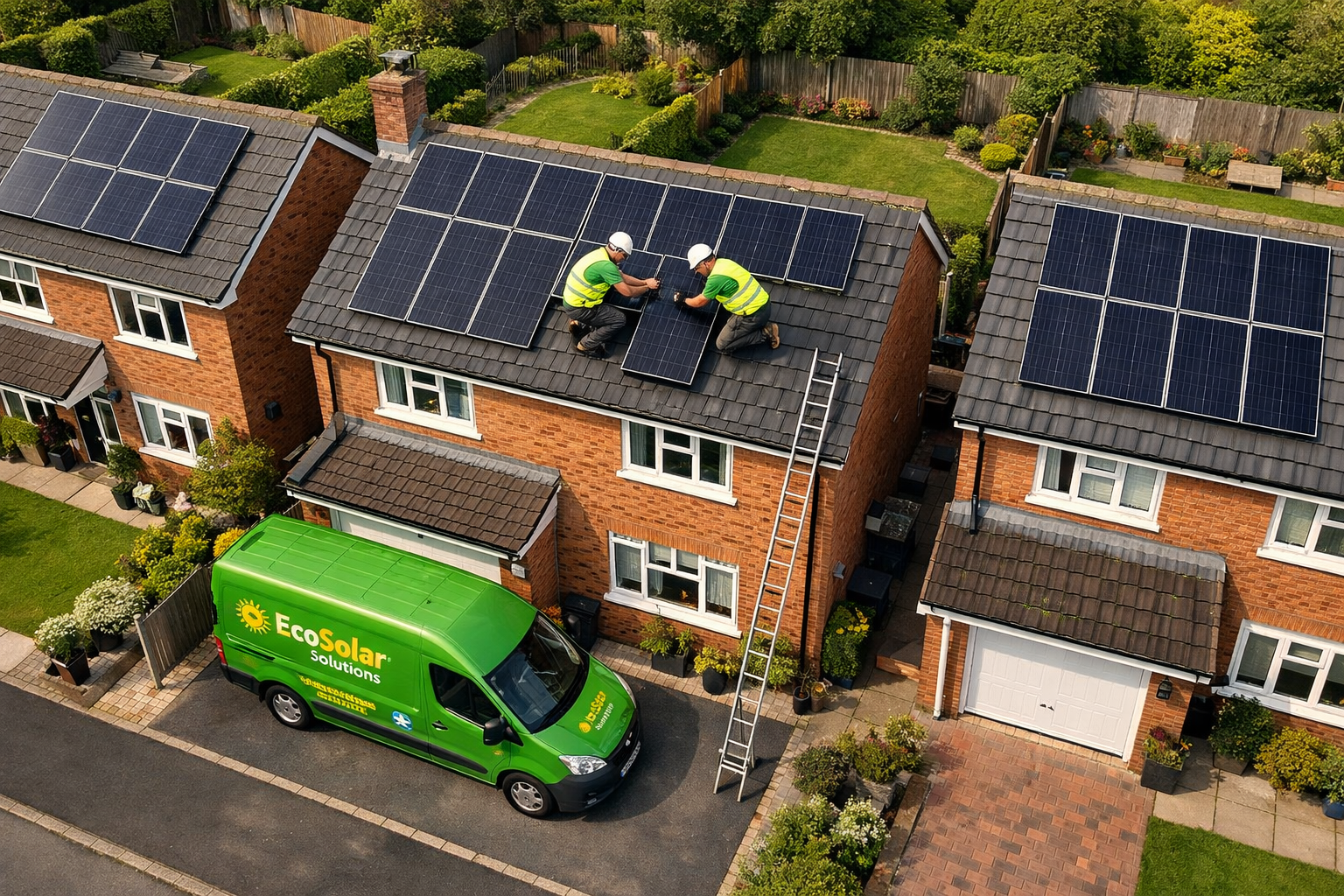 Verdant Energy team installing solar panels on a Yorkshire home